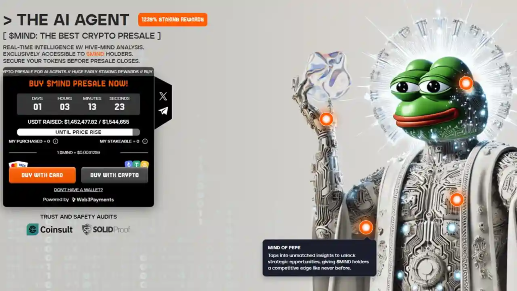 mind of pepe presale website screenshot